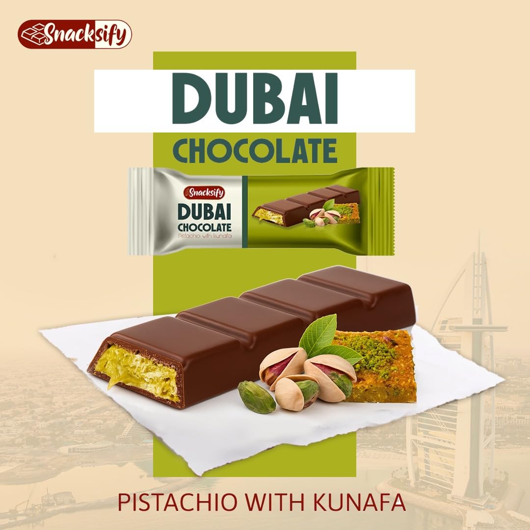 Snacksify Dubai Chocolate Bar (Pack of 24) - 1.43 pounds