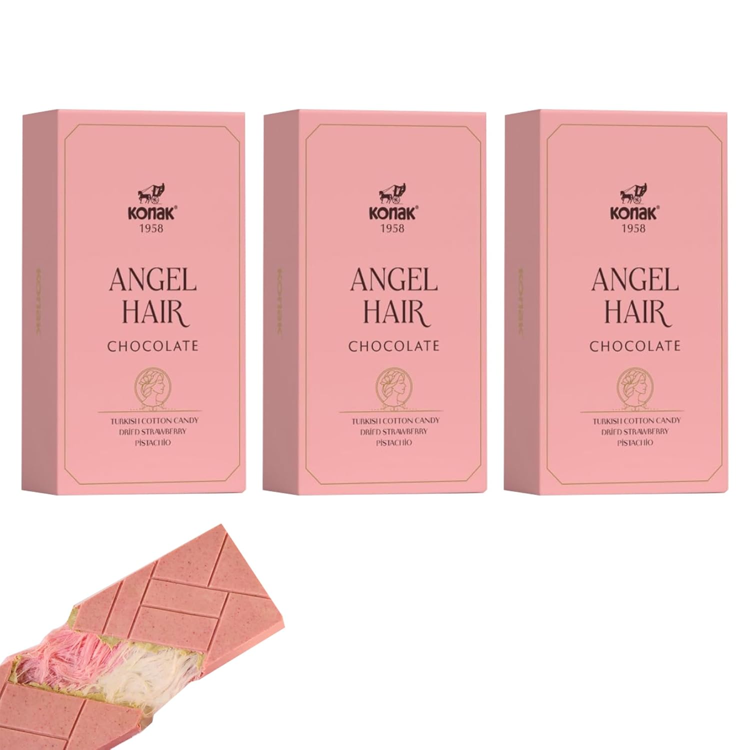 ANGEL HAIR Strawberry and pistachio - Chocolate cotton candy bar 5.9 oz
