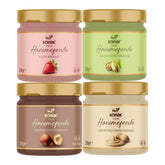 Dubai Chocolate Filling Variety Pack – 4 Spreads: Pistachio Kataifi, Peanut Butter, Strawberry, Cocoa Hazelnut