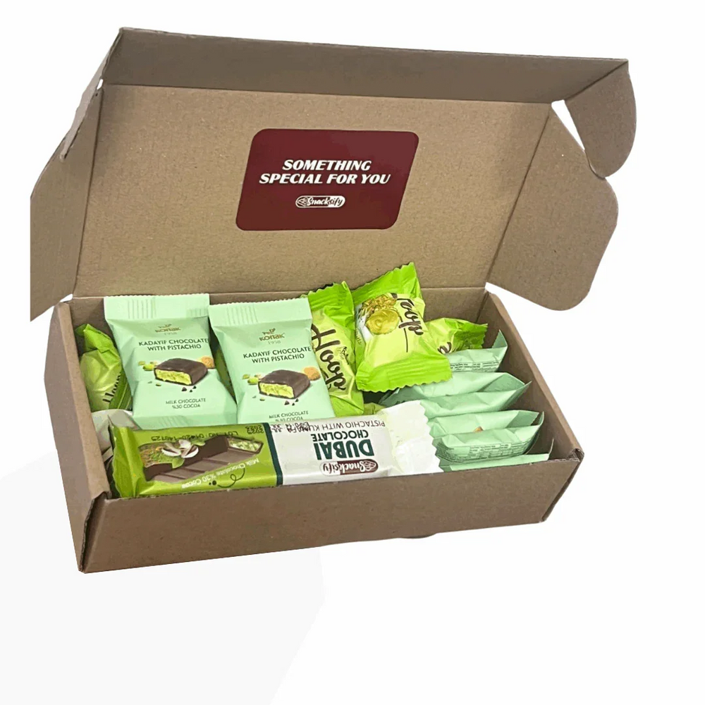 50 count | Mini Dubai chocolate & candy - 15 mini Dubai bar 27 g and 16 Dubai candy 13 g - 19 Dubai pistachio ball - amazing Gift Box