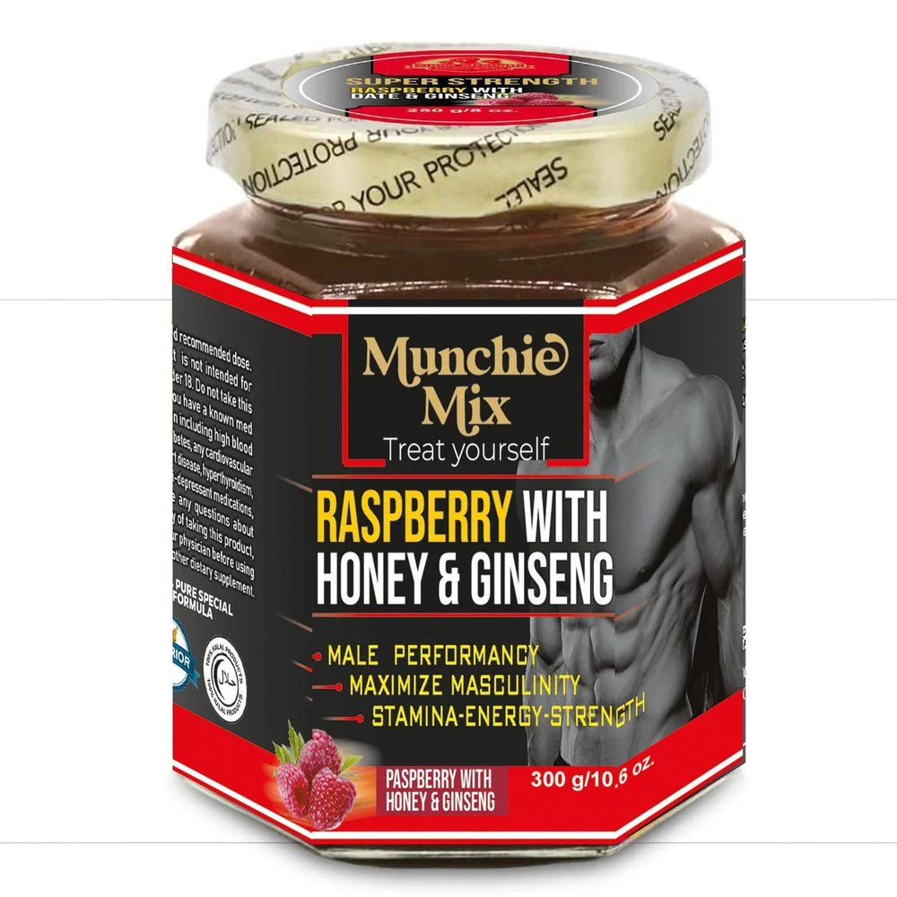 Munchie Mix raspberry with honey and ginseng supplement