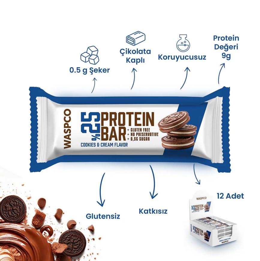Snacksify Protein Bars – Cookies and Cream, 9g Protein, 0.5g Sugar, Gluten Free (12 Count, 36g)