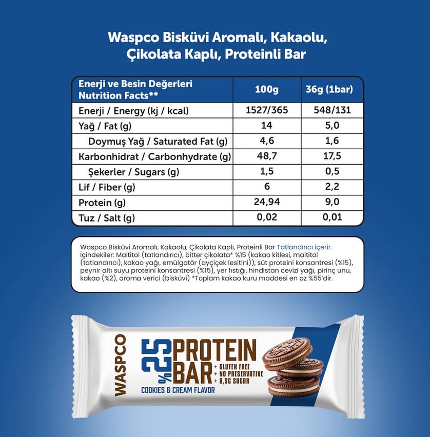 Snacksify Protein Bars – Cookies and Cream, 9g Protein, 0.5g Sugar, Gluten Free (12 Count, 36g)
