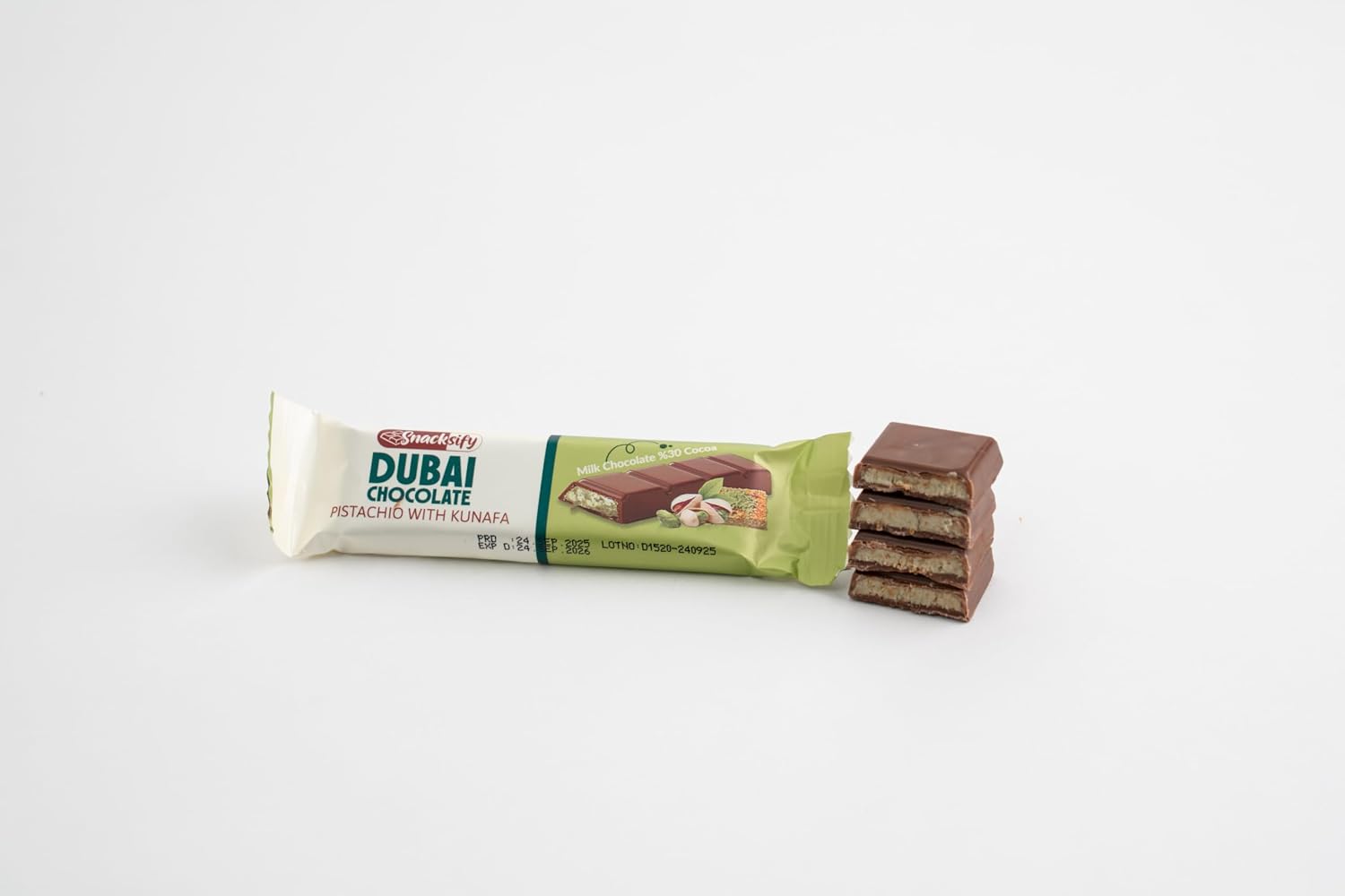 Mini Dubai Chocolate Kunafa Pistachio Bars – Pack of 6 (27g each)