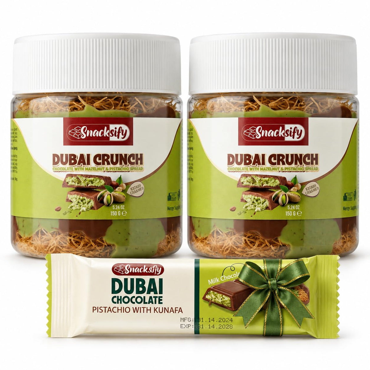 Dubai Crunch Pistachio Chocolate Spread with Crispy Kataifi – 2 Pack, 10.58 oz