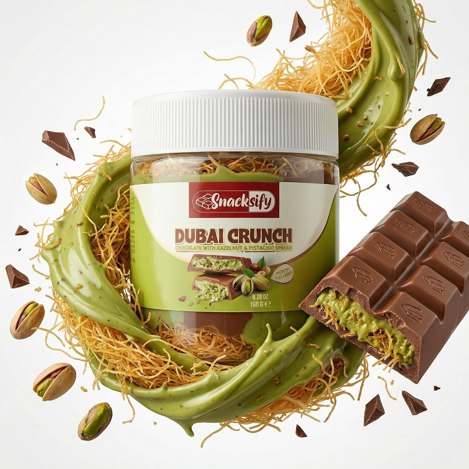 Dubai Crunch Pistachio Chocolate Spread with Crispy Kataifi – 2 Pack, 10.58 oz
