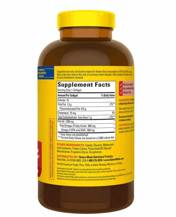 Nature Made Burp-Less Fish Oil 1200 mg Softgels, 240 ct.