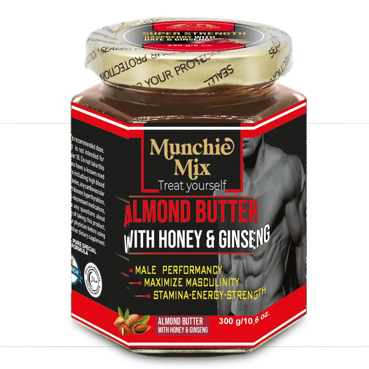 Munchie Mix almond butter with honey and ginseng supplement 
