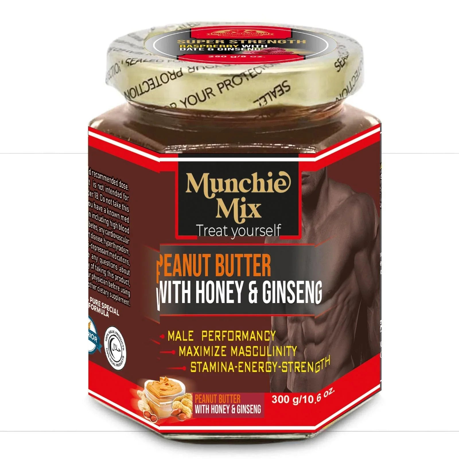 Munchie Mix peanut butter with honey and ginseng supplement 